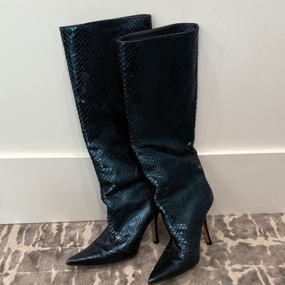 Jimmy Choo vintage snake skin metallic boots - Picture 1 of 6